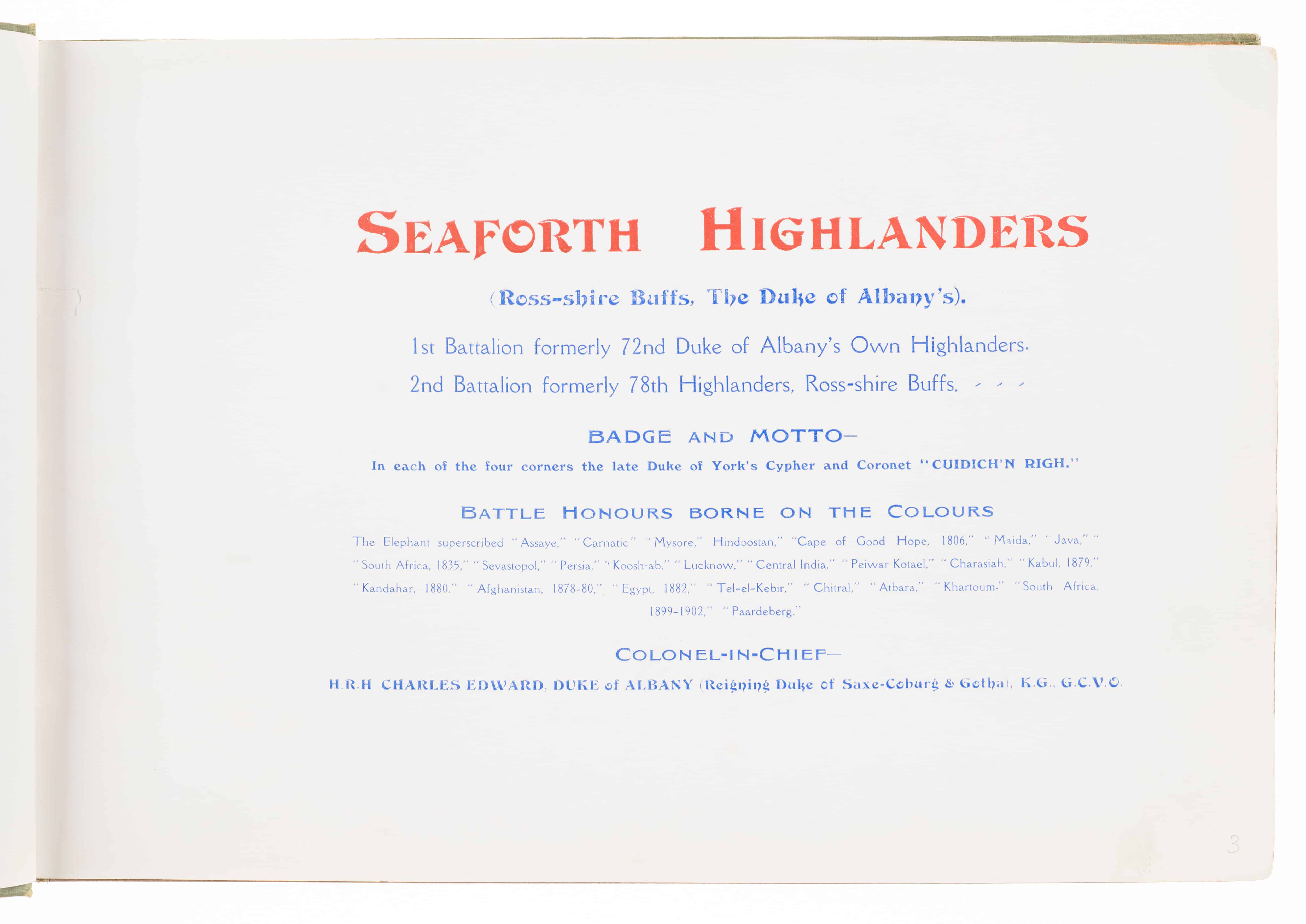 Album „First Battalion Seaforth Highlanders”