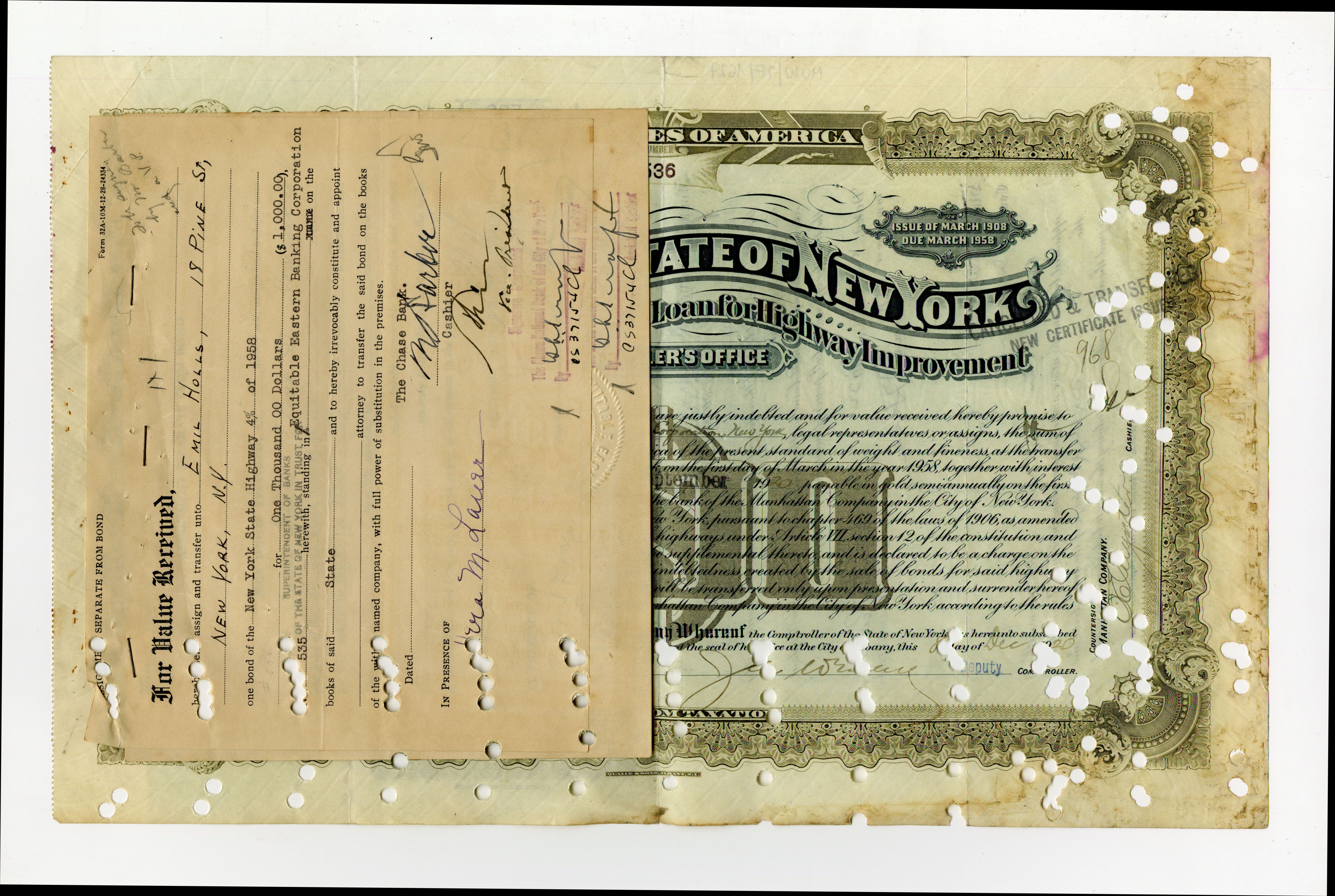 Pożyczka wyemitowana przez  Stan Nowego Jorku 1 marca 1908 roku.